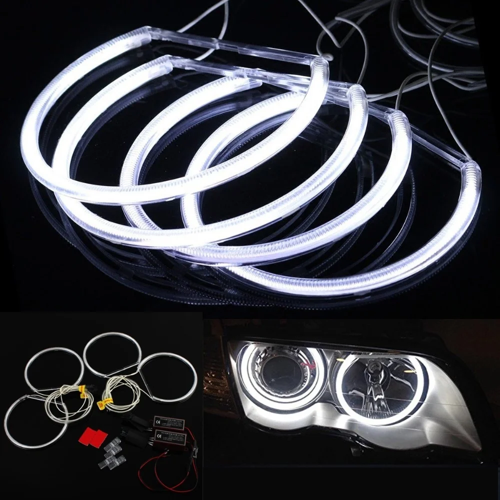 

4x Angel Eyes Light For BMW E36 E38 E39 E46 White Car LED CCFL Halo Rings Headlight Auto DRL 4x 131mm Lamp Kit