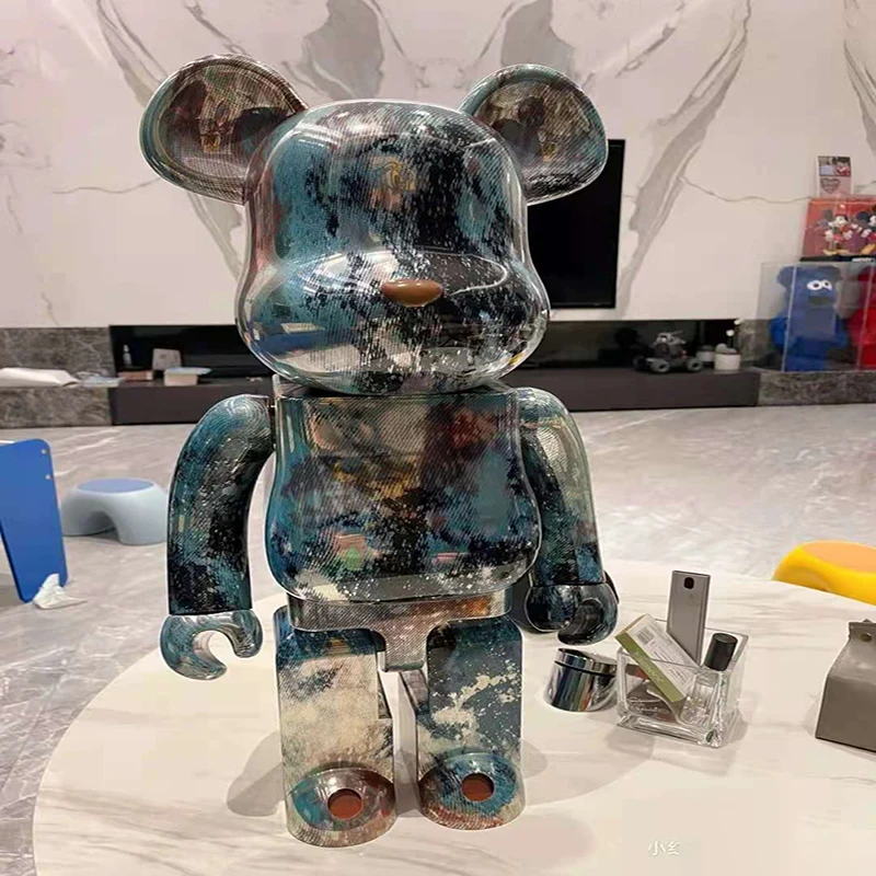

1000% строительные блоки Bearbrick жестокий медведь Van Gogh, медведь, звездное небо, волнистые волосы, монстр, набор, Подарочная коробка, рождественск...