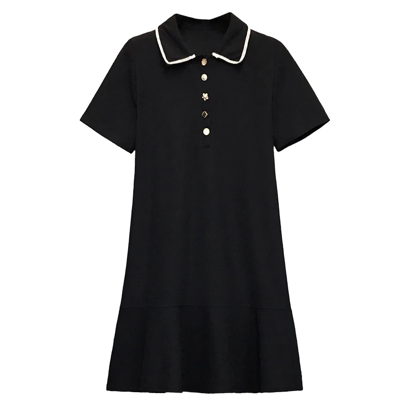 

EHQAXIN 2021 Summer Plus Size Fashion Women's Casual Dress Lapel Button Short-Sleeved Pullover Dress Female College Style L-4XL