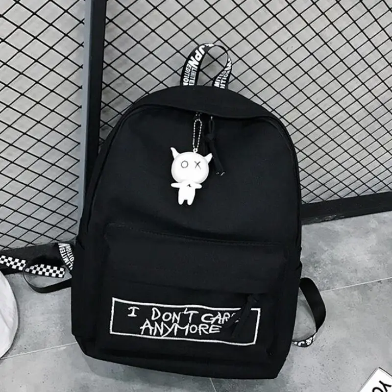 Рюкзак женский Холщовый с подвеской в виде куклы для путешествий стиле Харадзюку