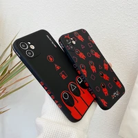 hot squid game korea phone case for iphone 11 12 13 pro max xr x xs max 6 6s 7 8 plus se 2020 liquid feel soft bumper back cover