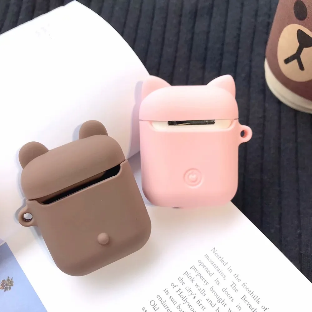Чехол для Apple airpods чехол силиконовый чехол airpods чехол с брелок для ключей для Apple AirPods мультяшный наушник