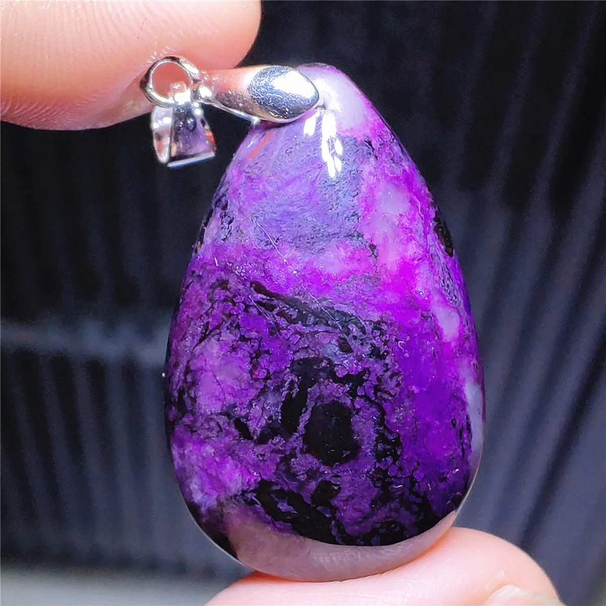 

Genuine Natural Purple Sugilite Pendant Water Drop From South Africa 34x21x9mm For Women Men Reiki Stone Fashion Necklace AAAAA
