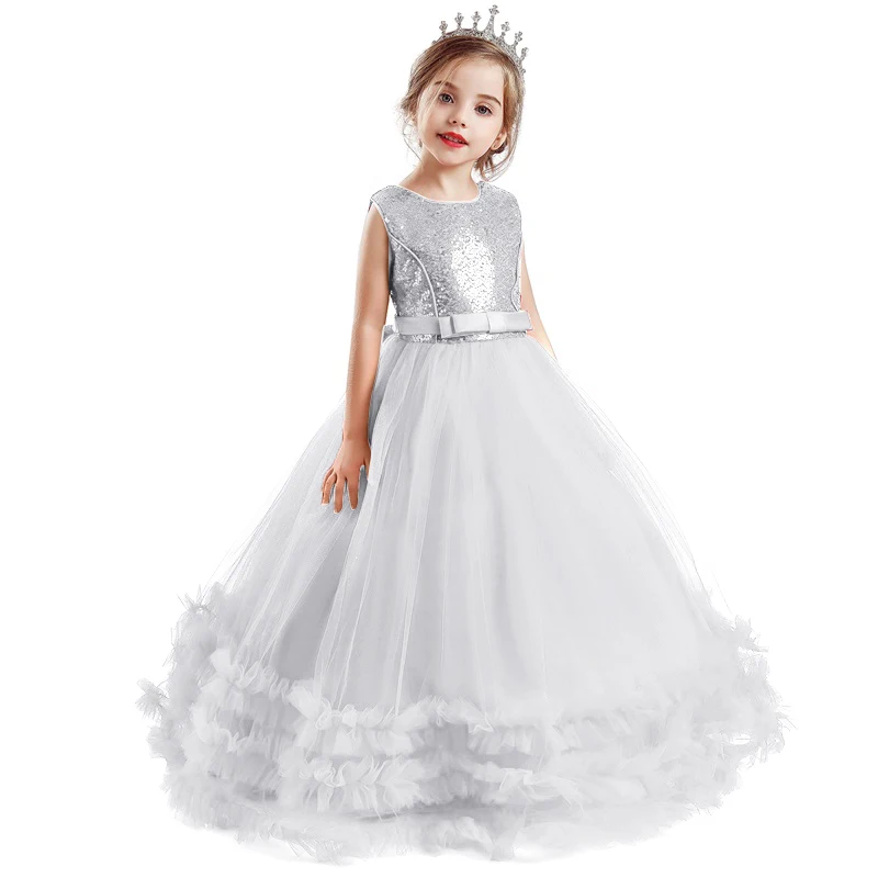 От 5 до 14 лет Платье для девочек маленьких с бантом со стразами открытой спиной и