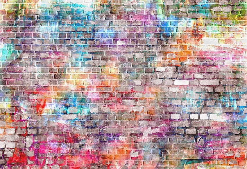 

7x5ft Color Grunge Bricks Wall Urban Art Graffiti Custom Photo Studio Background Backdrop Vinyl 220cm x 150cm