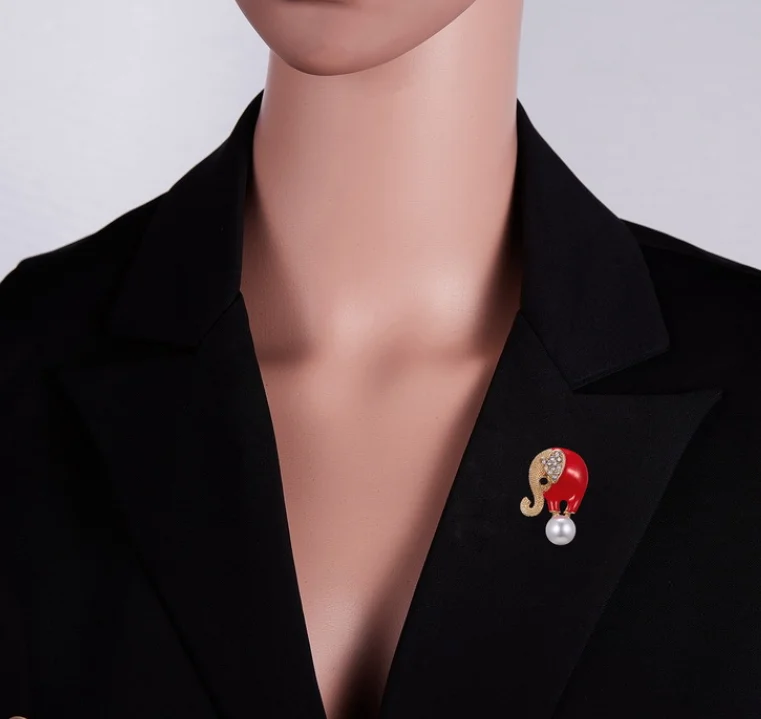 Новинка Модная креативная брошь в виде слона жемчуга стразы украшение на грудь