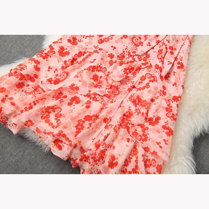 

STREET New HIGH Fashion 2021 Summer Designer Runway Dress Women's Short Sleeve v-NECK Floral PRINT Midi Dress