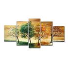 Arthyx ручная роспись дерева масляная живопись на холсте белый зеленый красный пейзаж 5 шт. настенное искусство современные абстрактные картины для домашнего декора