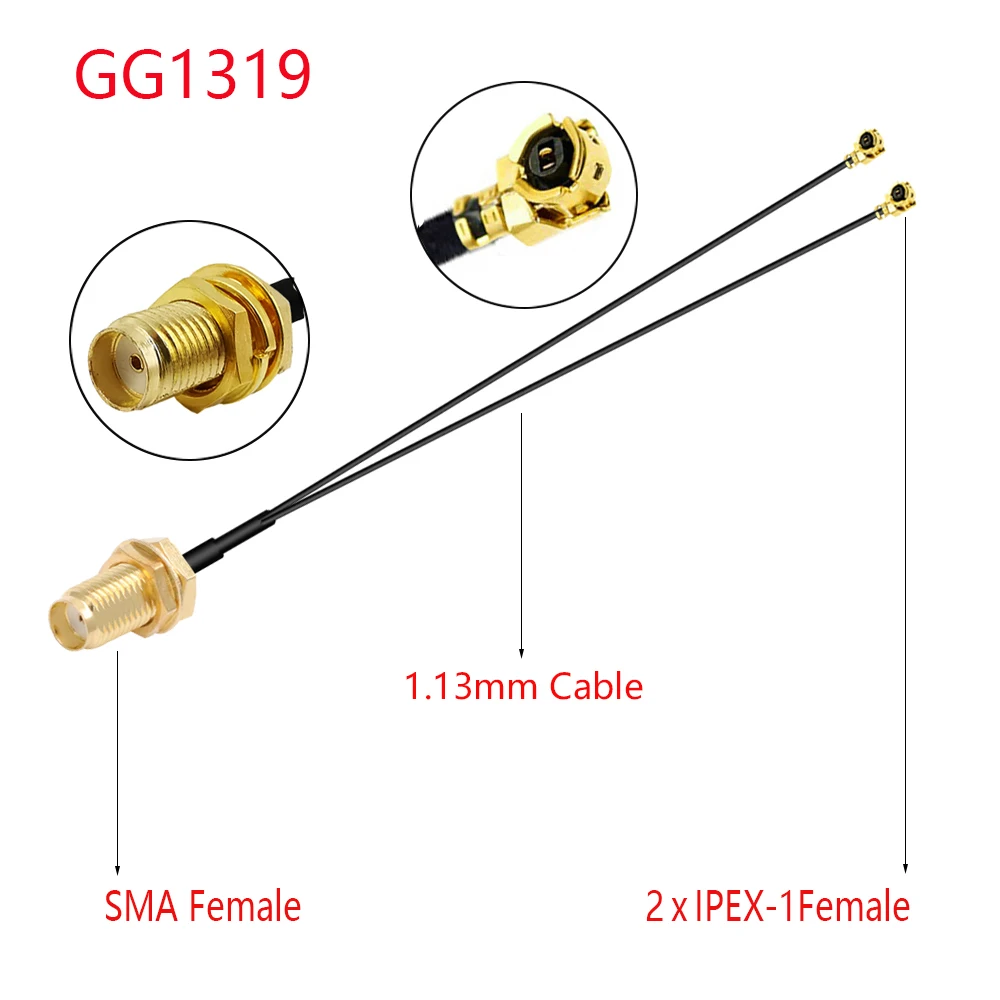 1PC SMA Female to Dual MHF4 IPEX1/4 IPX U.fl Y Type Splitter Combiner RF1.13 0.81 Pigtail RF Coax Extension Jumper - купить по