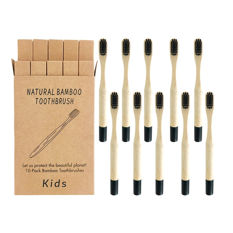 10 шт. детская зубная щетка Экологичная Радужная бамбуковая нейлоновая средняя