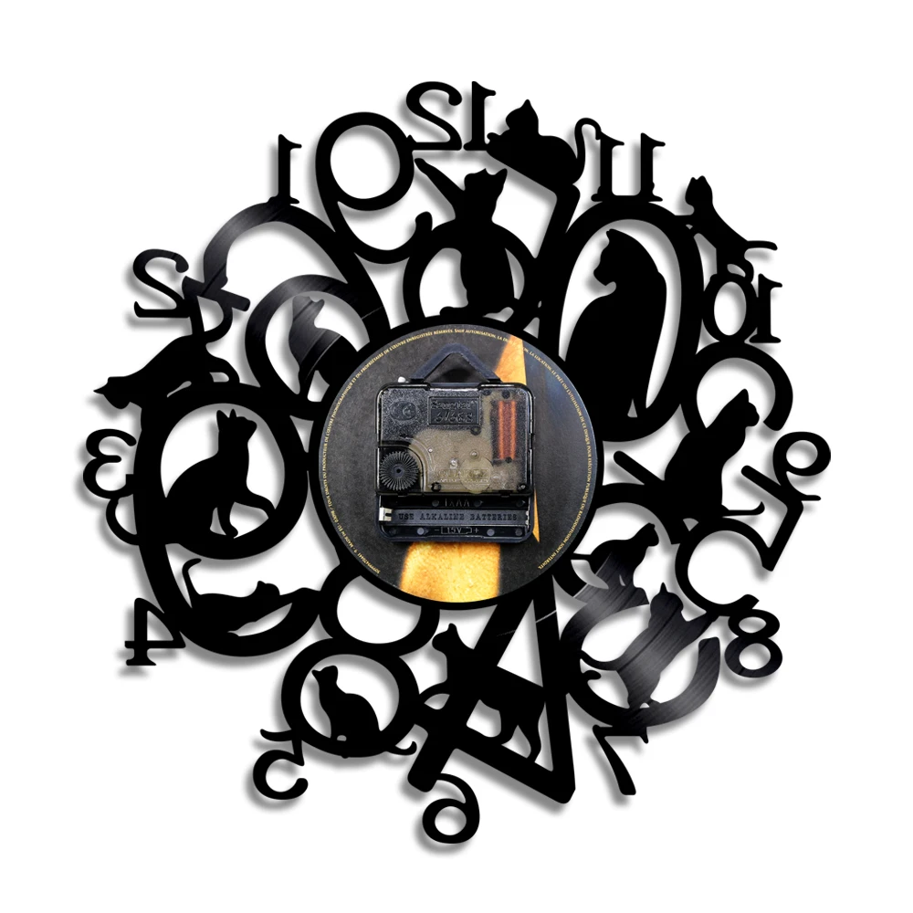 Настенные часы с забавным котенком виниловые украшения для детской комнаты