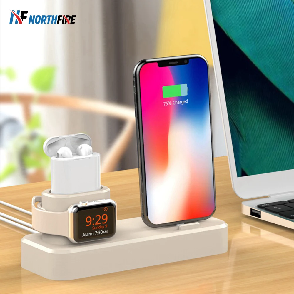 3 в 1 Быстрая Зарядка Qi Беспроводное зарядное устройство для Apple watch 2 4 Airpods iPhone XS Max