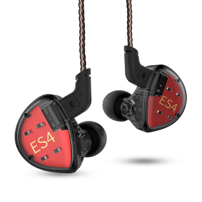 Наушники-вкладыши KZ ES4 внутриканальные Hi-Fi наушники с арматурной и динамической