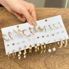 EN винтажные золотые серьги-кольца Комплект сережек для женщин с жемчугом для девочек, большие серьги для пирсинга, модные украшения 2021, новые подарки