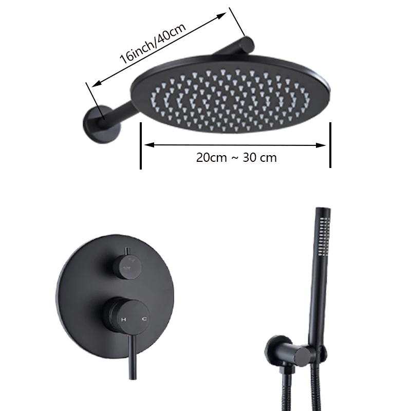 Набор черных круглых смесителей для душа латунная насадка тропического 8 10 12