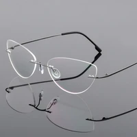 cat eye rimless reading glasses women ultralight frameless prescription presbyopia eyeglasses with diopters 1 502 002 50