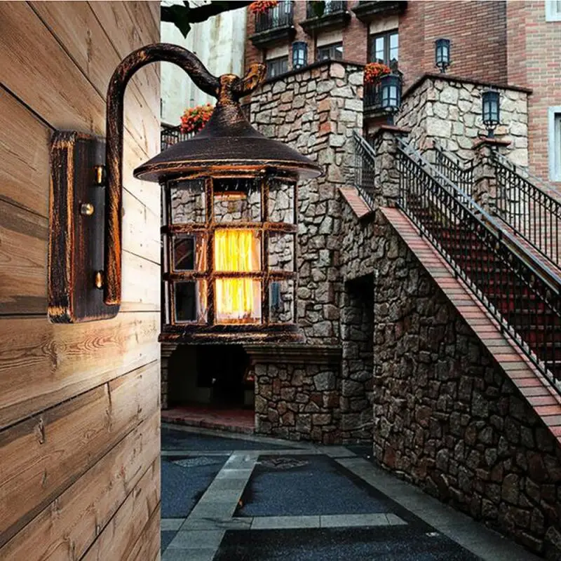 Ретро E27 светодиодный Железный настенный светильник винтажный фонарь летучая