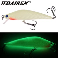 wdairen 3d luminous minnow lures 8cm 8g night fishing wobbler crankbait tackle artificial hard bait warped bass isca swimbait