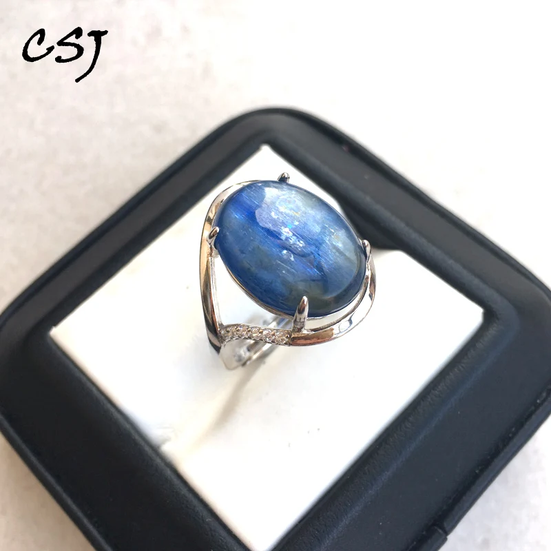 Кольца с натуральным кианитом CSJ ювелирные изделия из стерлингового серебра 925