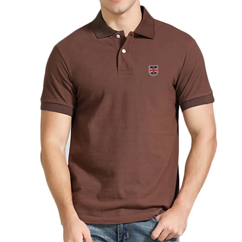 

High-End 100% Cotton Solid Color Lapel Short Sleeve T-Shirt Men's Embroidery Summer Perspiration Breathable Polo Shirt 811