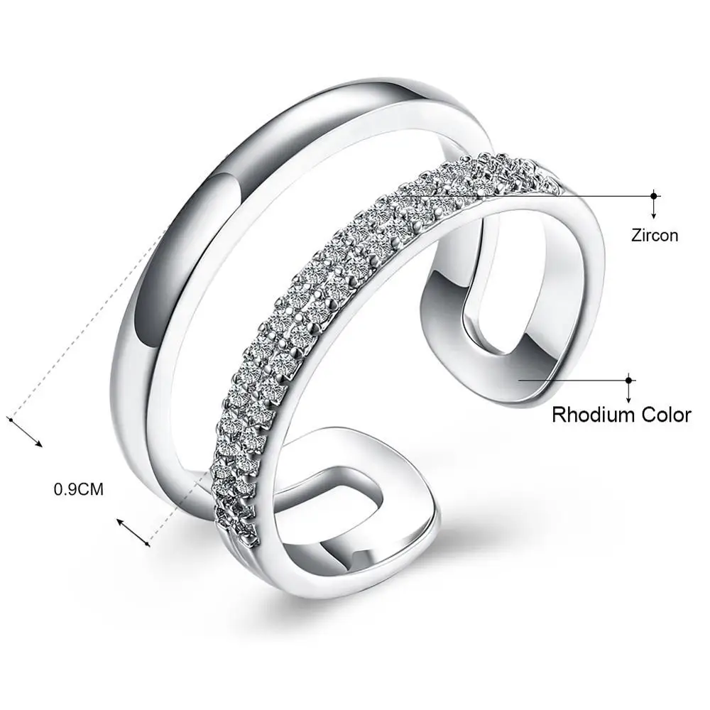 DreamCarnival 1989 с открытыми концами двойные линии полые родий цвет подарок Joyas Anillos Mujer Bijoux циркония кольцо SJ25000