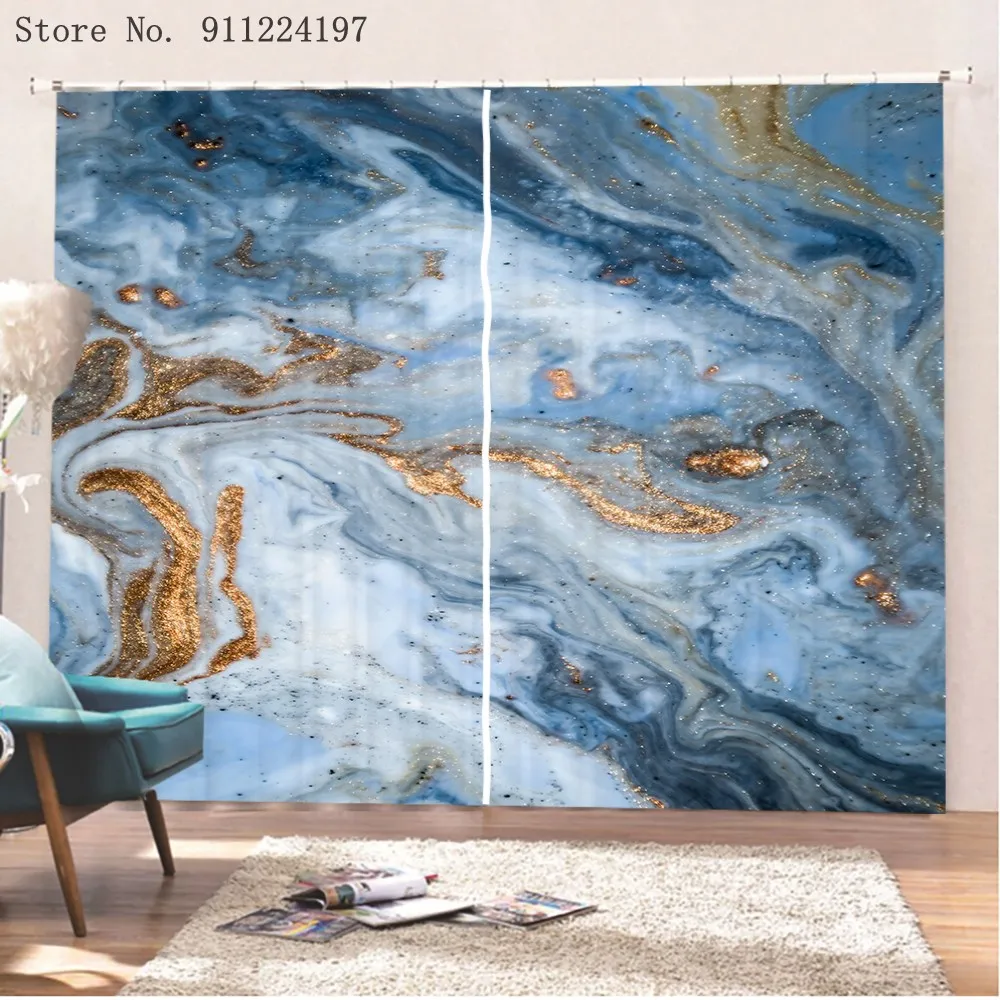

Marble Texture Window Curtains for Living Room Bedroom Ink Blackout Curtains Hotel Home Window Decoration Drapes Treatment