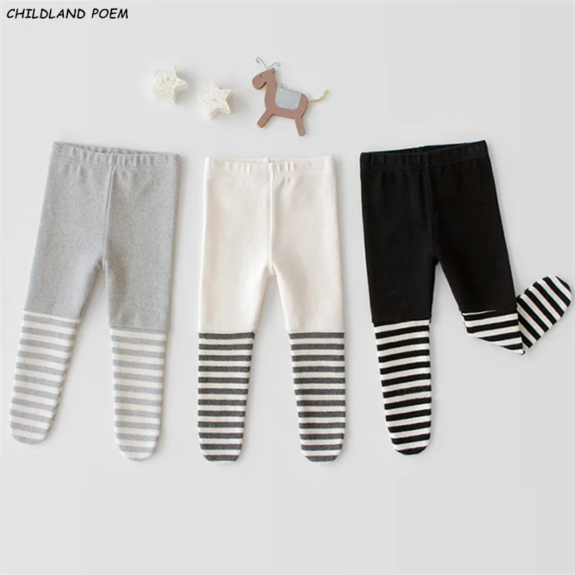 

Детские леггинсы, зимние весенние бархатные хлопковые леггинсы для новорожденных, Колготки в полоску, брюки для младенцев, брюки для девоче...