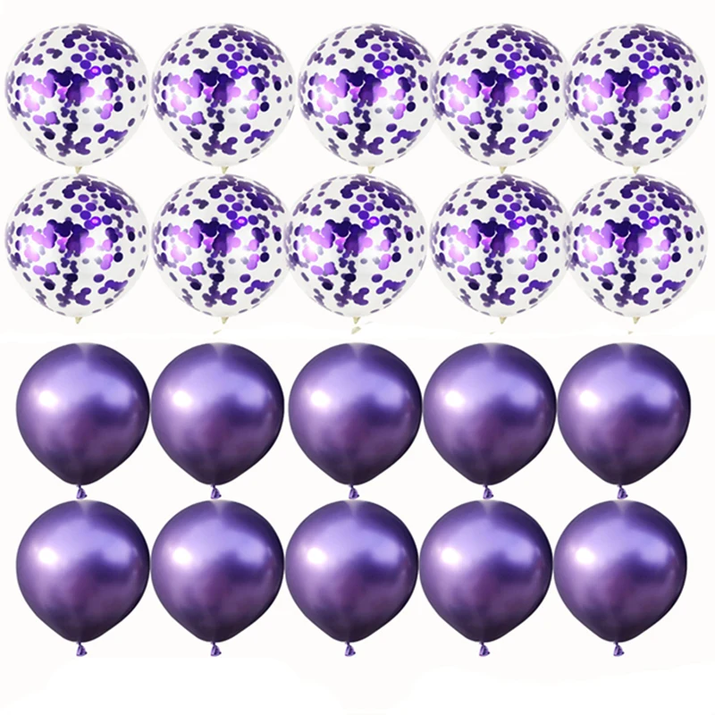 20pcs Metal Purple 20шт бордовые розовые и золотые воздушные шары набор Конфетти День Рождения хром шар Свадебные украшения дети металлические шары - Цвет: 20pcs Metal Purple