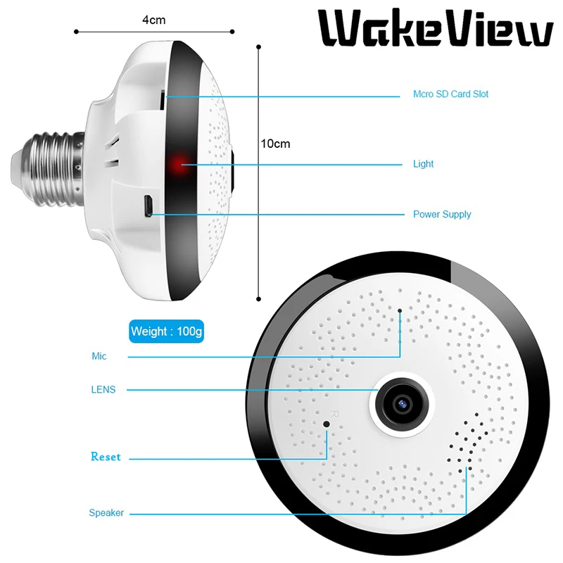 WakeView HD 360 градусов панорамная широкоугольная Мини CCTV камера Смарт IPC беспроводная