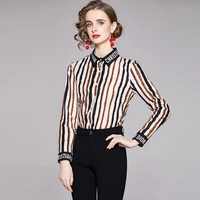 new striped shirt women autumn 2021 elegant fashion long sleeve all match striped print classic slim women shirt