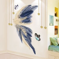 finished 150160 cm creative feather wing wall stickers home decor living room decor bedroom background stairs stickers
