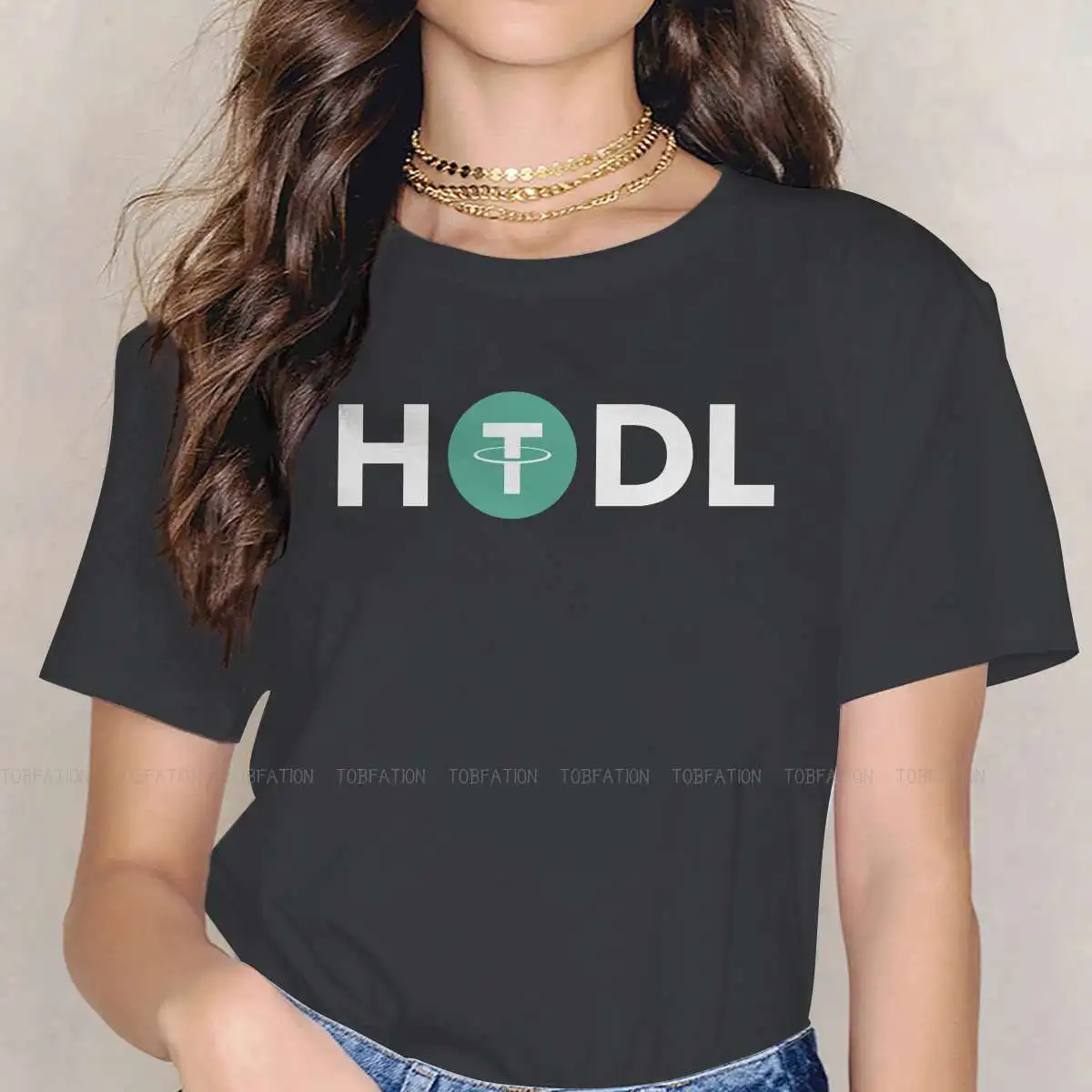 

Футболка HODL USDT женская с принтом криптовалюты, топ для майнинга в стиле Харадзюку, мягкая футболка оверсайз с графическим принтом