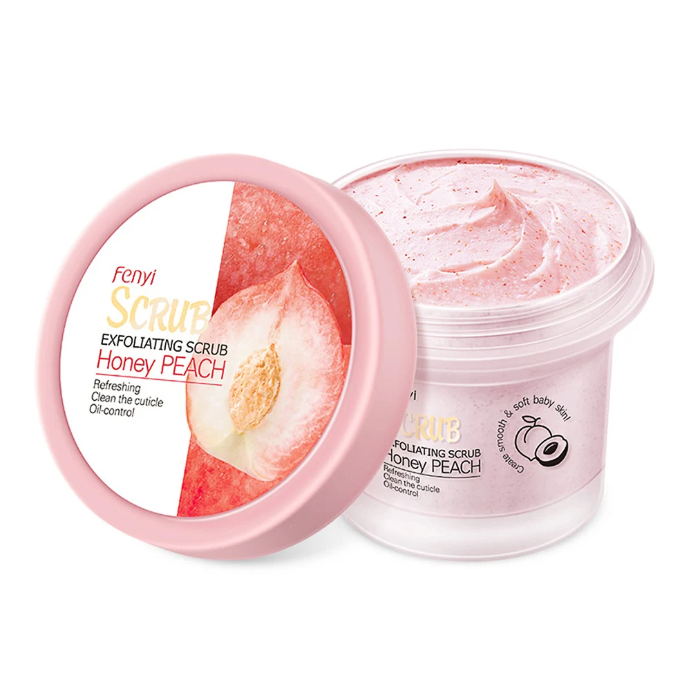 

100g Honey Peach Body Deep Cleansing Scrub Exfoliating Whitening Moisturizing Smoothing Reduce Acne Fine Pores Soft Skin