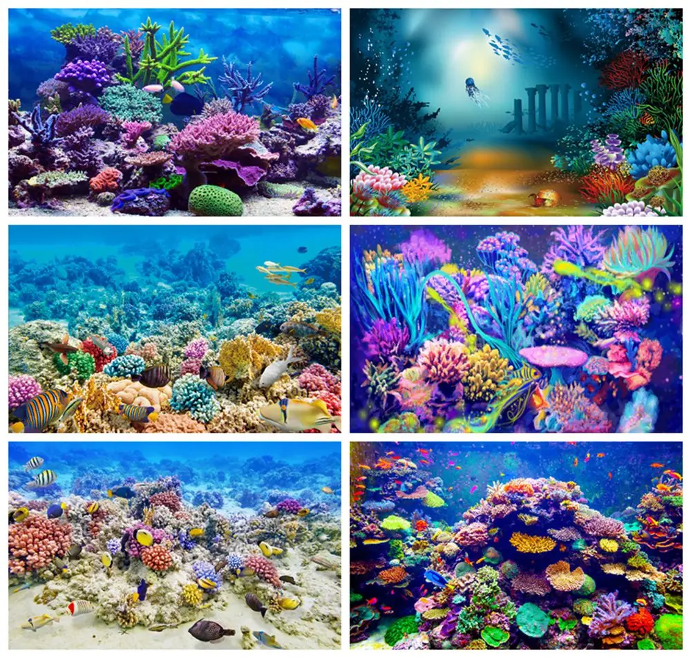 Laeacco Акула день рождения фон морской аквариум подводный мир океан Декор баннер |