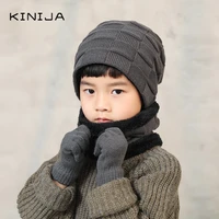 parent child coral fleece winter hat scarf glove hat suit childern winter warm pullover hat outdoors windproof plush knitted cap