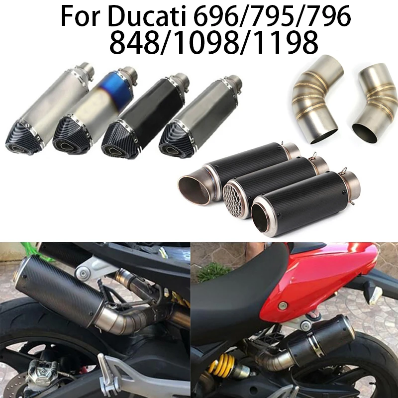 

Upgrade For Ducati Monster 695 696 795 796 1100 Modified 51mm Motorcycle Exhaust Middle Mid Link Pipe Full System With Muffler