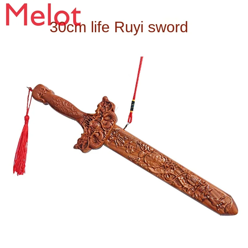 

Double Dragon Sword Dragon and Phoenix Sword Wood Carved Pendant Home Decorative Crafts Sugar Skull Decor Buddha Statue