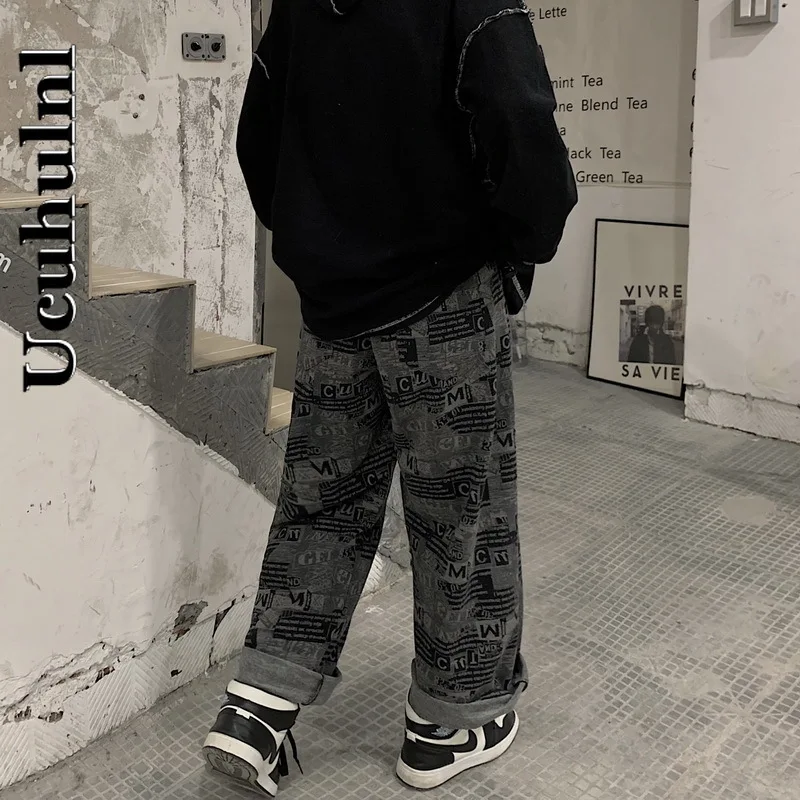 

Ucuhulnl Women Bottoms Pants Letter Print Vintage Harajuku Men Trousers for Female Plus Size Joggers Fashion Mujer Pantalones
