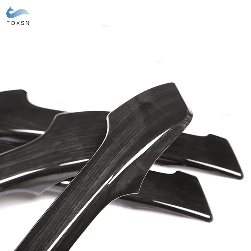 ABS Black Wood Texture Car-styling Interior Door Pull Handle Trim For Toyota Land Cruiser Prado FJ150 150 2010 - 2016 2017 2018 |