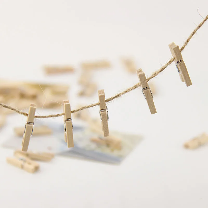 50 шт. деревянные бумажные фото зажимы маленький размер 30 мм Мини натуральные