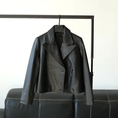 2021Spring Genuine Leather Jacket Women Fashion Real Sheepskin Coat Rivet Motorcycle Female Sheep Leather Coat