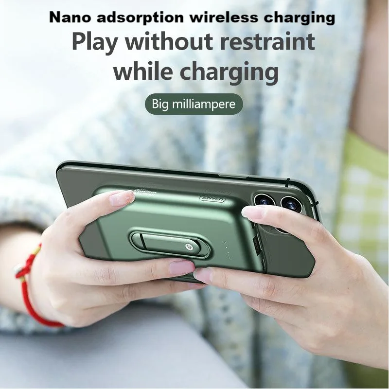 

Mobile power bank 4000mAh nano adsorption wireless charging portable external battery mobile phone holder PowerBank for iPhone12