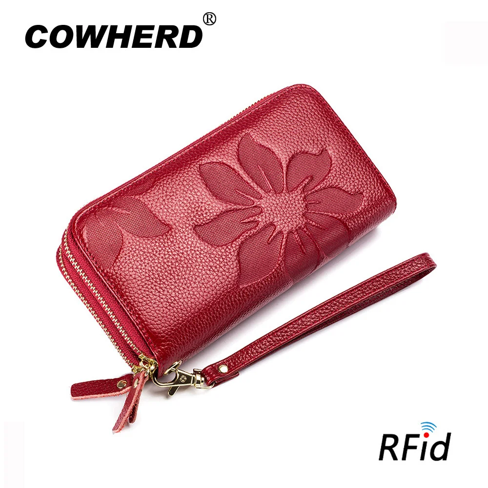 100% натуральные кошельки из коровьей кожи женская сумка с тиснением и цветочным