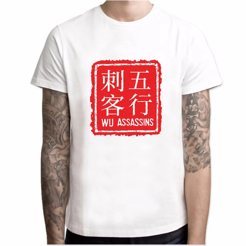 Мужская футболка из 100% хлопка с круглым вырезом WU Assassins пистолет Нож принтом hanukka