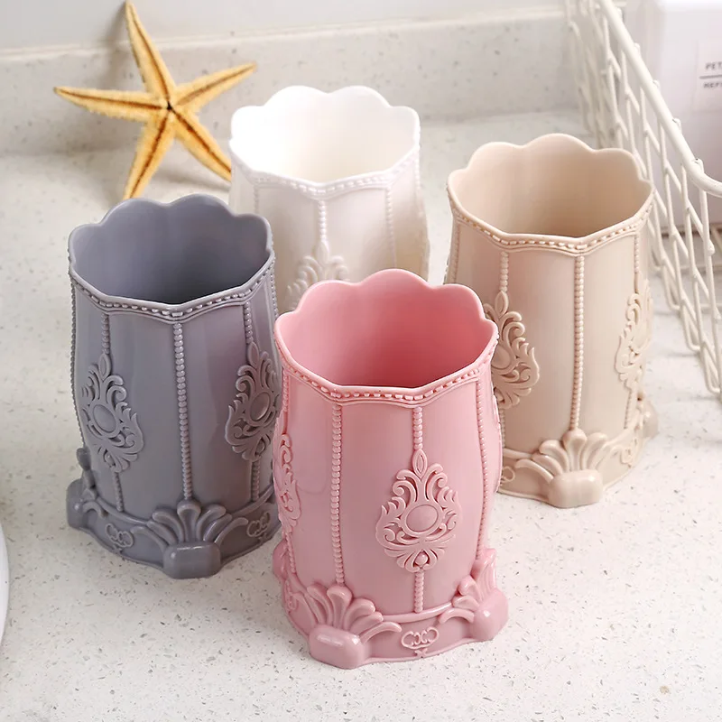 Винтажный цветок резной узор ящик для хранения кистей макияжа кисть карандаш