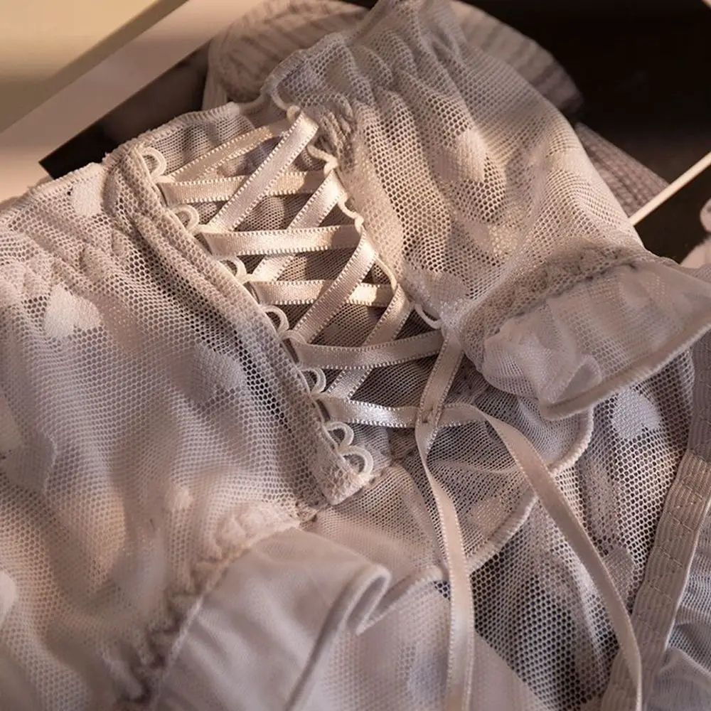 Трусики женские кружевные персиковые в сетку пикантные Трусы со средней