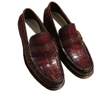 yinshang new men crocodile shoes male crocodile leather shoes men shoes leisure men casual shoes brush color wine red
