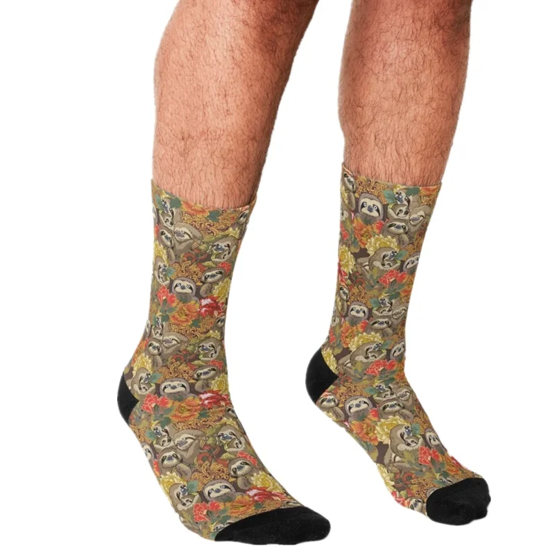 

funny Socks Men harajuku Keep Calm And Live Slow Printed Happy hip hop Men Socks Novelty Skateboard Crew Casual Crazy Socks