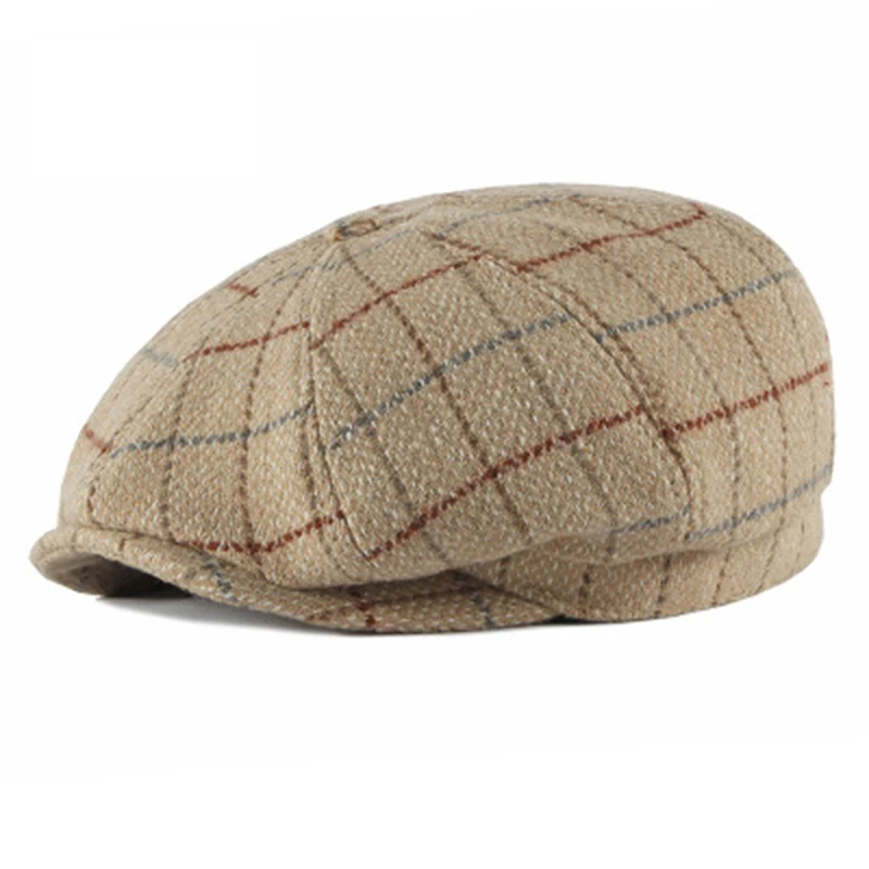 Herringbone Tweed Gatsby Newsboy Cap Men Wool Ivy Hat Golf Driving Flat Cabbie flat hat for men winter Cap BLM90