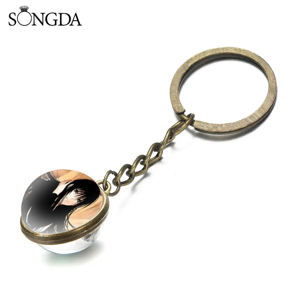 

Retro Anime Nurarihyon No Mago Art Pattern Keychain Crystal Double Side Cabochon Glass Ball Fashion Car Key Ring Gift Jewelery